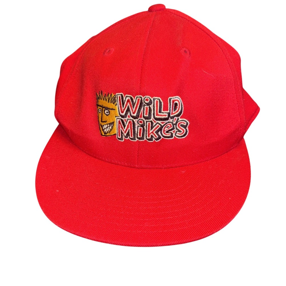 Wild‎ Mike's Ultimate Pizza Hat Red 210 Fitted Embroidered Cap 6 7/8-7 1/4